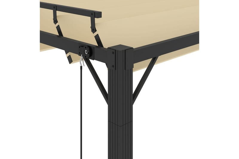 Paviljong med lamelltak 3x4 m gräddvit tyg och aluminium - Vit - Utemöbler - Solskydd - Paviljonger - Komplett paviljong