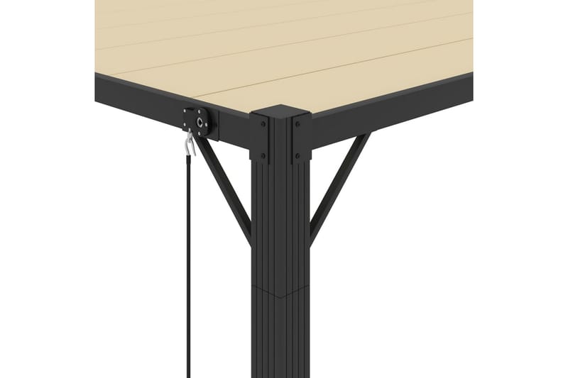 Paviljong med lamelltak 3x4 m gräddvit tyg och aluminium - Vit - Utemöbler - Solskydd - Paviljonger - Komplett paviljong