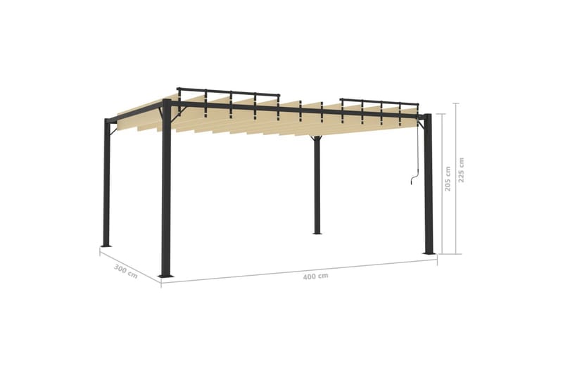 Paviljong med lamelltak 3x4 m gräddvit tyg och aluminium - Vit - Utemöbler - Solskydd - Paviljonger - Komplett paviljong