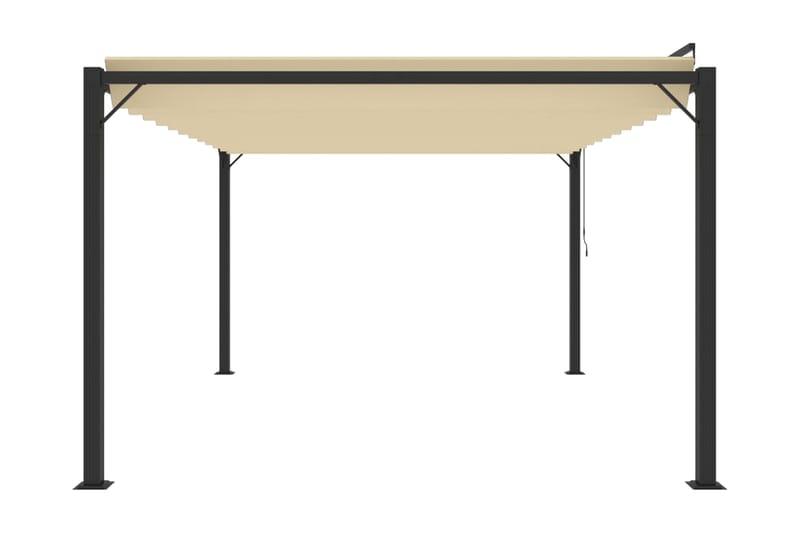 Paviljong med lamelltak 3x4 m gräddvit tyg och aluminium - Vit - Utemöbler - Solskydd - Paviljonger - Komplett paviljong