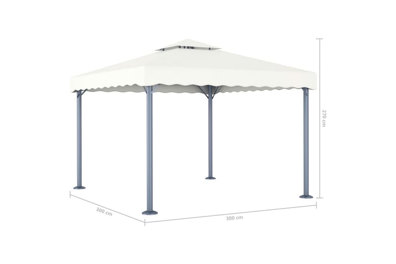 Paviljong med ljusslinga 300x300 cm gräddvit aluminium - Kräm - Utemöbler - Solskydd - Paviljonger - Komplett paviljong