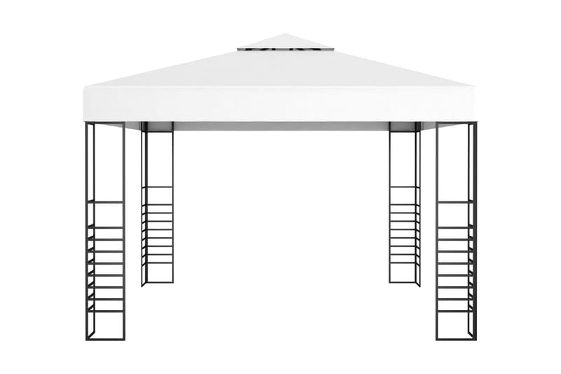 Paviljong med ljusslinga LED 3x3 m vit - Vit - Utemöbler - Solskydd - Paviljonger - Komplett paviljong