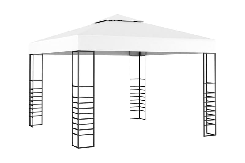 Paviljong med ljusslinga LED 3x3 m vit - Vit - Utemöbler - Solskydd - Paviljonger - Komplett paviljong