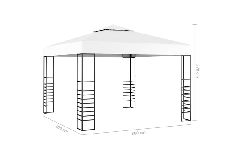 Paviljong med ljusslinga LED 3x3 m vit - Vit - Utemöbler - Solskydd - Paviljonger - Komplett paviljong