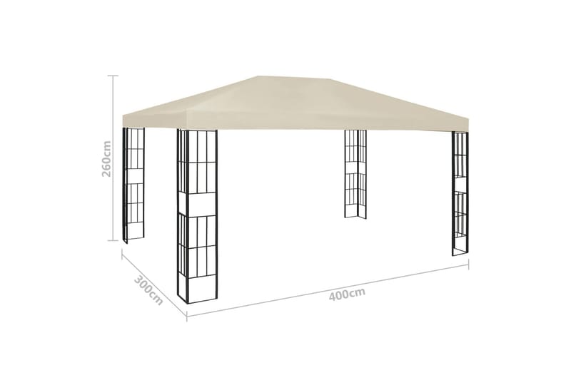 Paviljong med ljusslinga LED 3x4 m gräddvit - Vit - Utemöbler - Solskydd - Paviljonger - Komplett paviljong