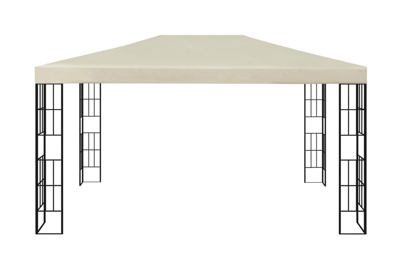 Paviljong med ljusslinga LED 3x4 m gräddvit - Vit - Utemöbler - Solskydd - Paviljonger - Komplett paviljong