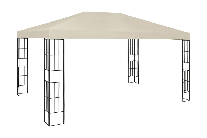 Paviljong med ljusslinga LED 3x4 m gräddvit - Vit - Utemöbler - Solskydd - Paviljonger - Komplett paviljong