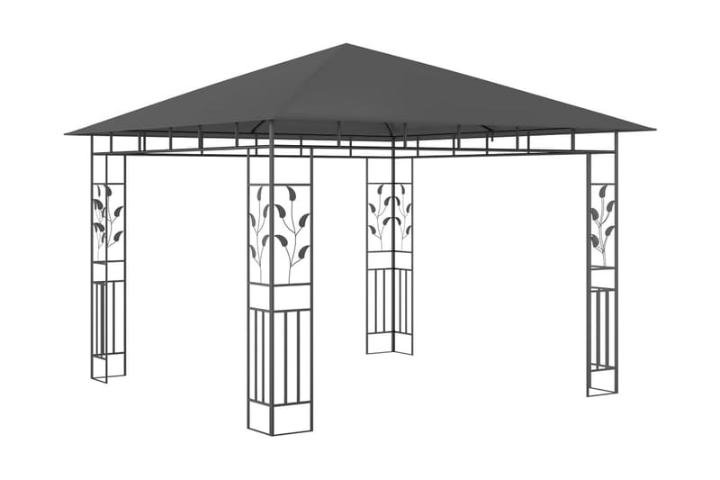 Paviljong med myggnät 3x3x2,73 m antracit 180 g/m² - Grå - Komplett paviljong
