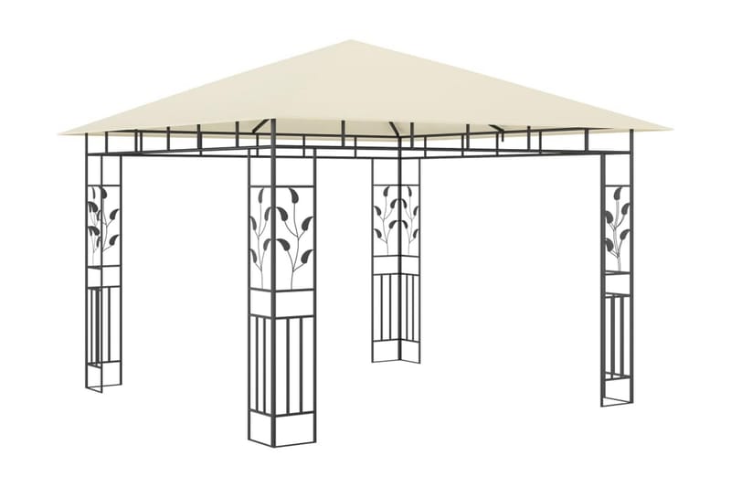 Paviljong med myggnät 3x3x2,73 m gräddvit 180 g/m² - Vit - Komplett paviljong