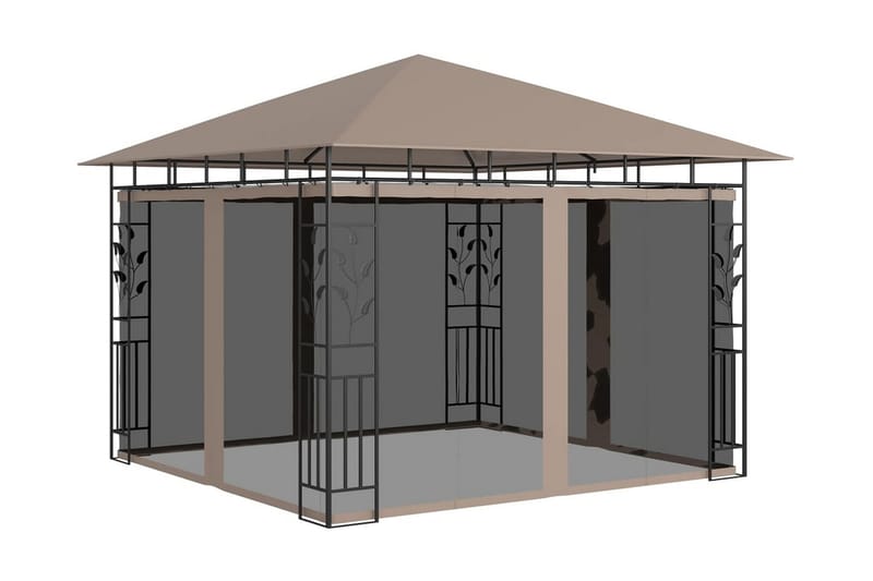 Paviljong med myggnät 3x3x2,73 m taupe 180 g/m² - Brun - Utemöbler - Solskydd - Paviljonger - Komplett paviljong