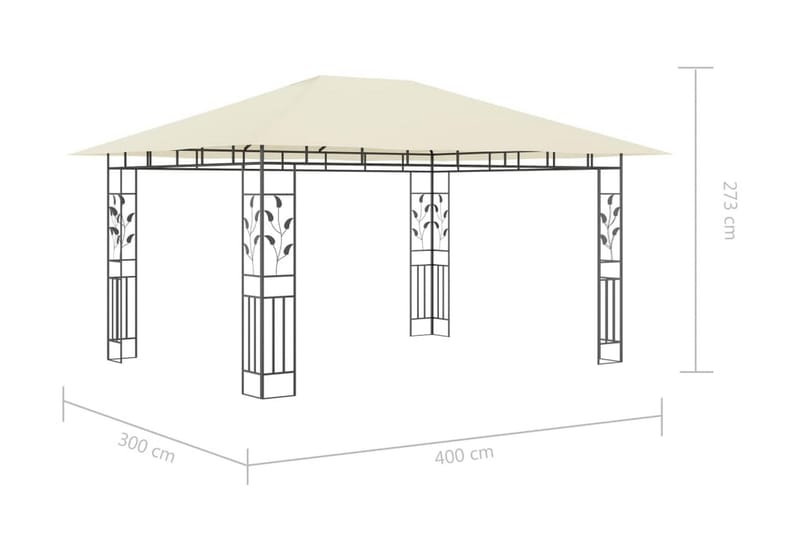 Paviljong med myggnät 4x3x2,73 m gräddvit 180 g/m² - Vit - Utemöbler - Solskydd - Paviljonger - Komplett paviljong