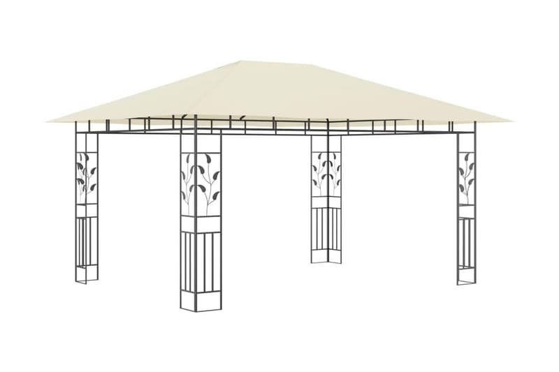 Paviljong med myggnät 4x3x2,73 m gräddvit 180 g/m² - Vit - Utemöbler - Solskydd - Paviljonger - Komplett paviljong