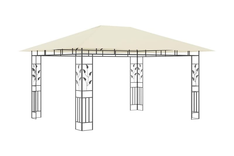 Paviljong med myggnät 4x3x2,73 m gräddvit 180 g/m² - Vit - Komplett paviljong