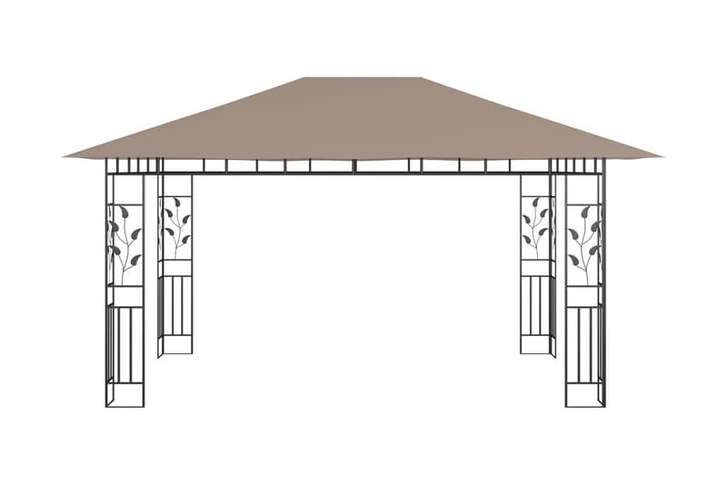 Paviljong med myggnät 4x3x2,73 m taupe 180 g/m² - Brun - Utemöbler - Solskydd - Paviljonger - Komplett paviljong