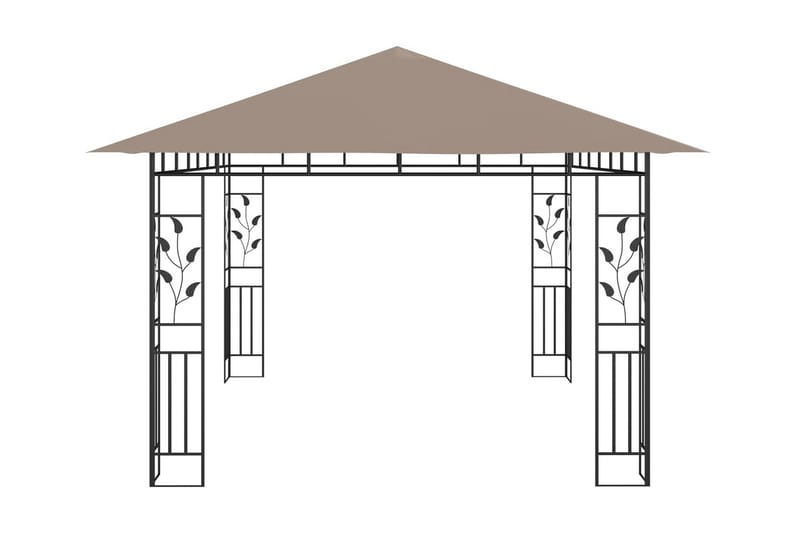 Paviljong med myggnät 4x3x2,73 m taupe 180 g/m² - Brun - Utemöbler - Solskydd - Paviljonger - Komplett paviljong