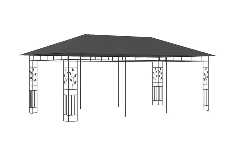 Paviljong med myggnät 6x3x2,73 m antracit - Grå - Komplett paviljong