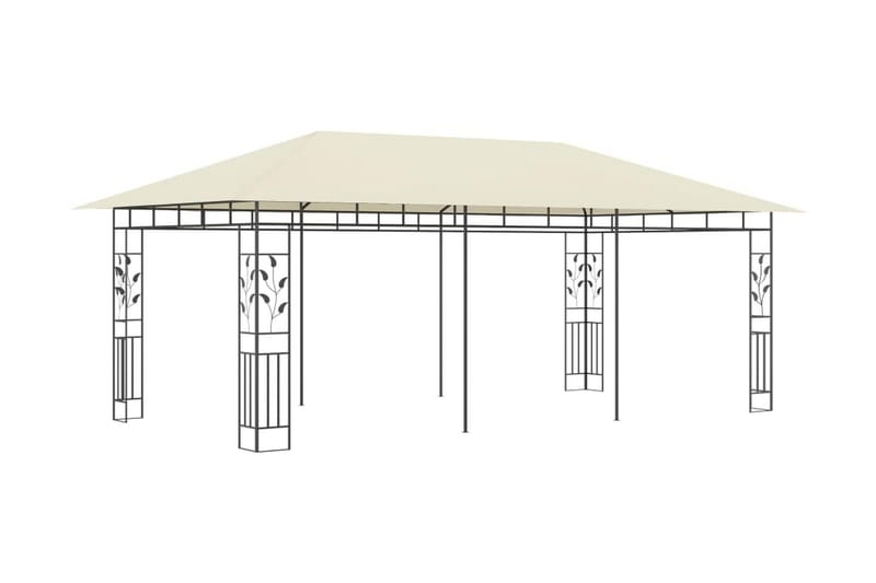 Paviljong med myggnät 6x3x2,73 m gräddvit - Vit - Komplett paviljong