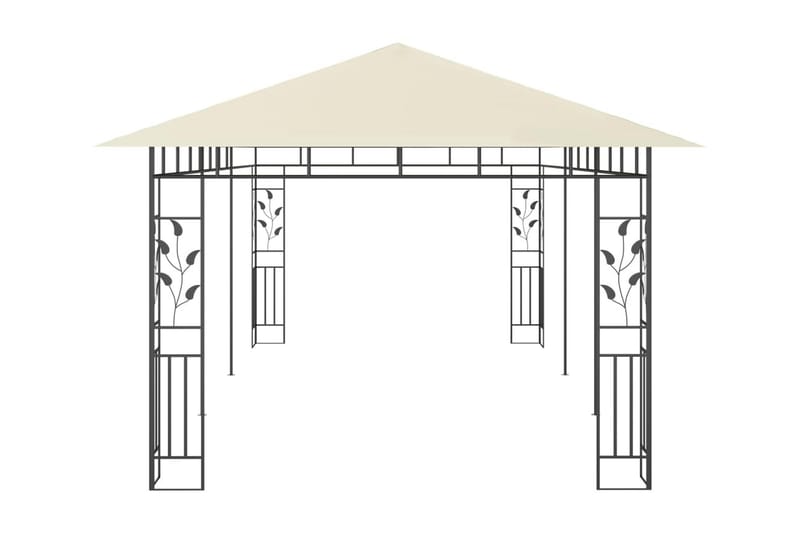 Paviljong med myggnät 6x3x2,73 m gräddvit - Vit - Utemöbler - Solskydd - Paviljonger - Komplett paviljong