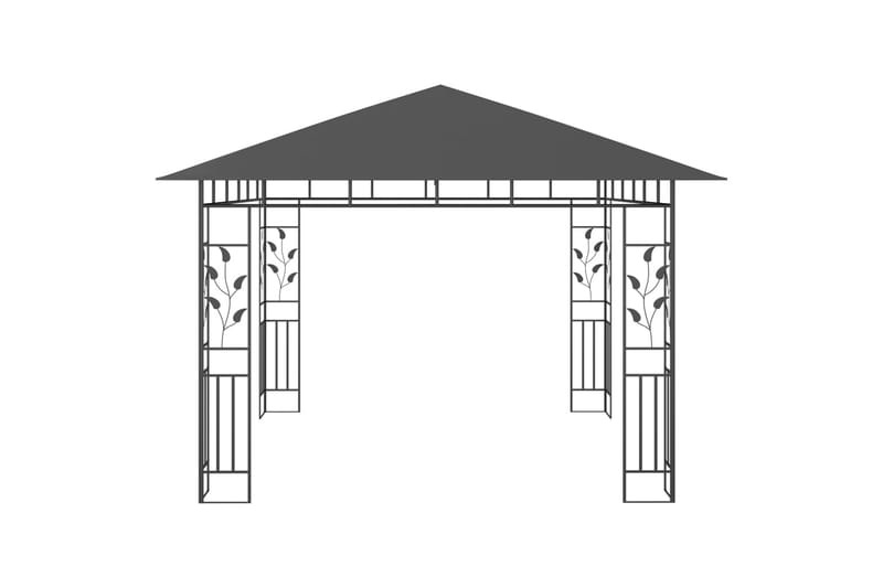 Paviljong med myggnät och ljusslinga LED 3x3x2,73m antracit - Grå - Komplett paviljong