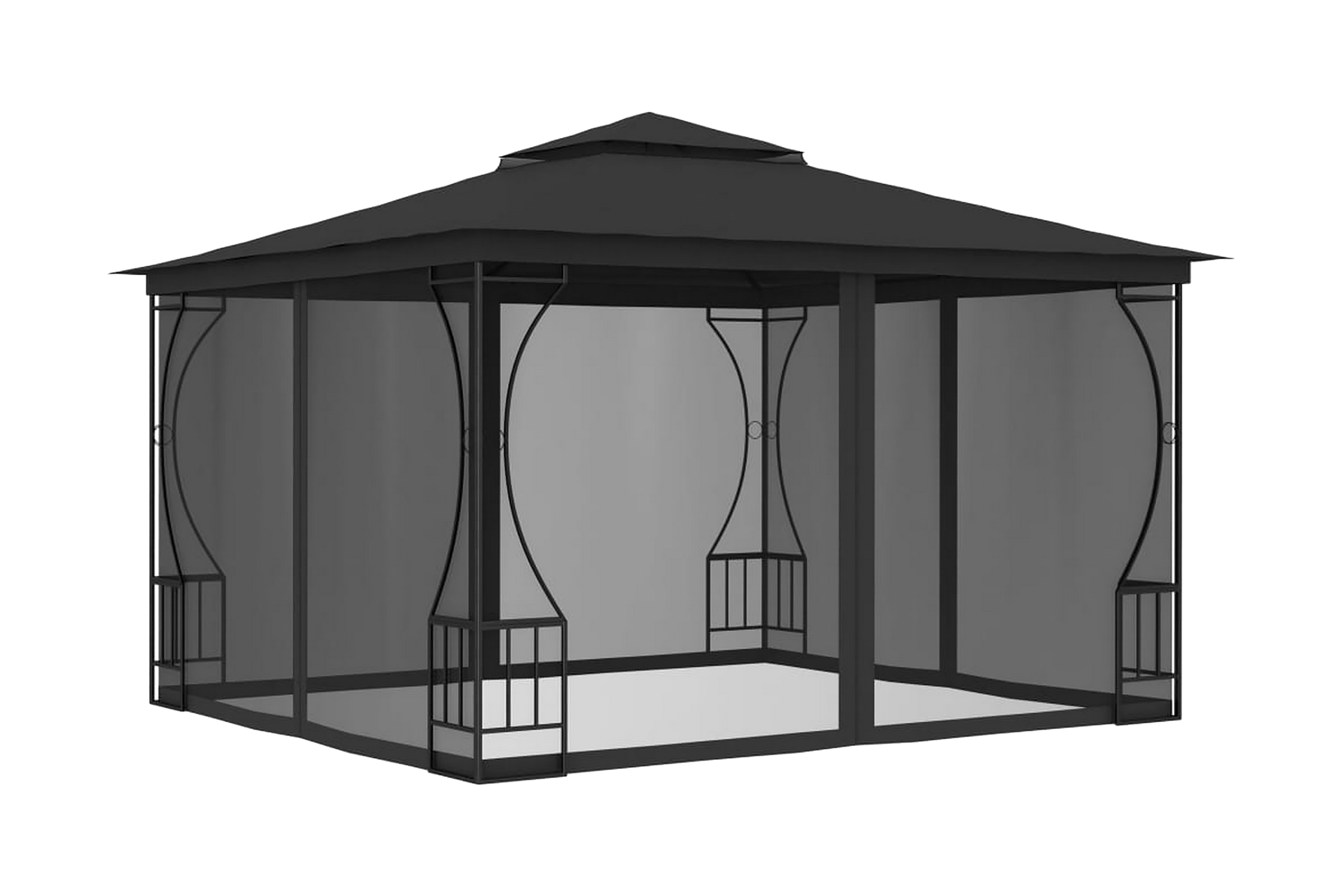 Paviljong med nät 300x300x265 cm antracit – Grå