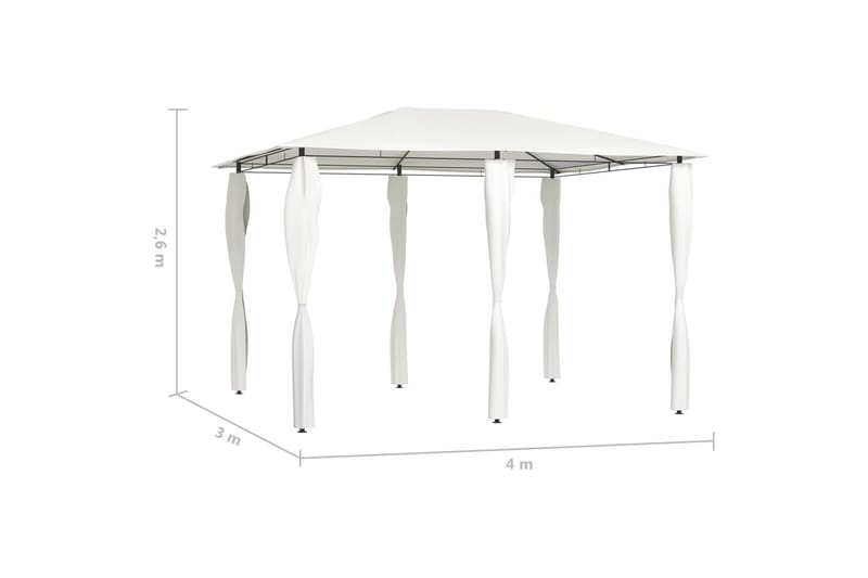 Paviljong med stolpar 3x4x2,6 m gräddvit 160 g/m² - Vit - Utemöbler - Solskydd - Paviljonger - Komplett paviljong