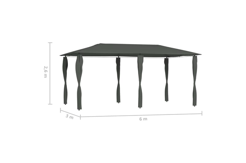 Paviljong med stolpar 3x6x2,6 m antracit 160 g/m² - Grå - Utemöbler - Solskydd - Paviljonger - Komplett paviljong