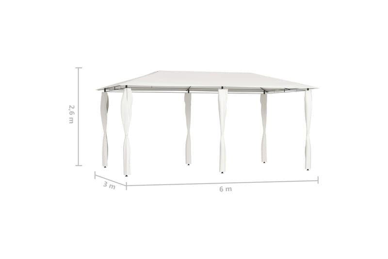 Paviljong med stolpar 3x6x2,6 m gräddvit 160 g/m² - Vit - Utemöbler - Solskydd - Paviljonger - Komplett paviljong