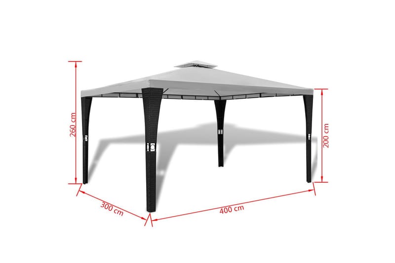 Paviljong med tak 3x4 m gräddvit - Vit - Utemöbler - Solskydd - Paviljonger - Komplett paviljong