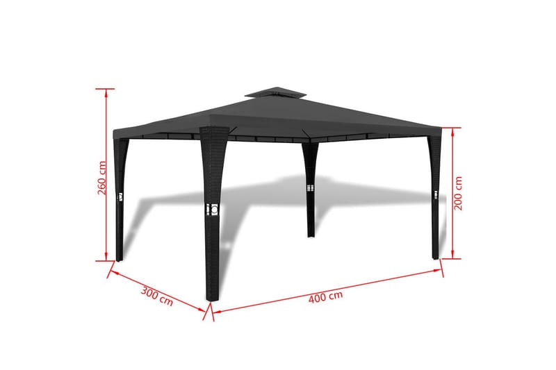 Paviljong med tak 3x4 m mörkgrå - Grå - Komplett paviljong