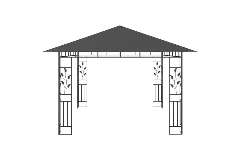 Paviljong myggnät ljusslinga LED 4x3x2,73 m antracit 180 g/m - Grå - Utemöbler - Solskydd - Paviljonger - Komplett paviljong