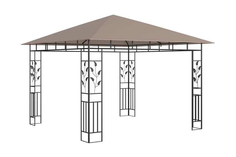 Paviljong myggnät och ljusslinga LED 3x3x2,73 m taupe 180 g/ - Brun - Utemöbler - Solskydd - Paviljonger - Komplett paviljong