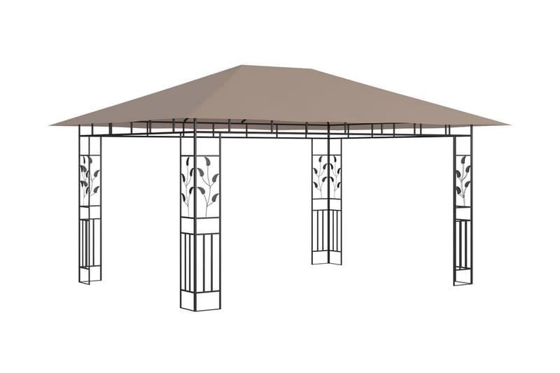Paviljong myggnät och ljusslinga LED 4x3x2,73 m taupe 180 g/ - Brun - Utemöbler - Solskydd - Paviljonger - Komplett paviljong