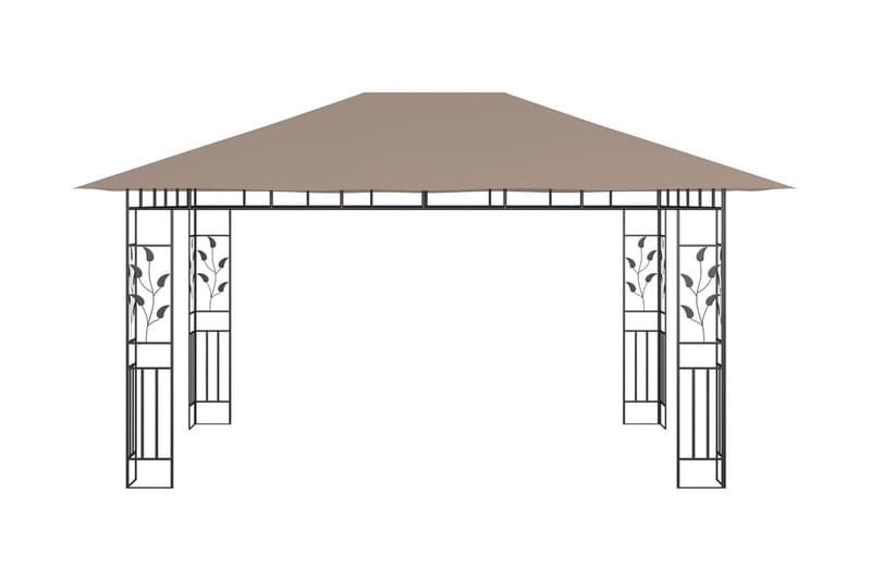 Paviljong myggnät och ljusslinga LED 4x3x2,73 m taupe 180 g/ - Brun - Utemöbler - Solskydd - Paviljonger - Komplett paviljong