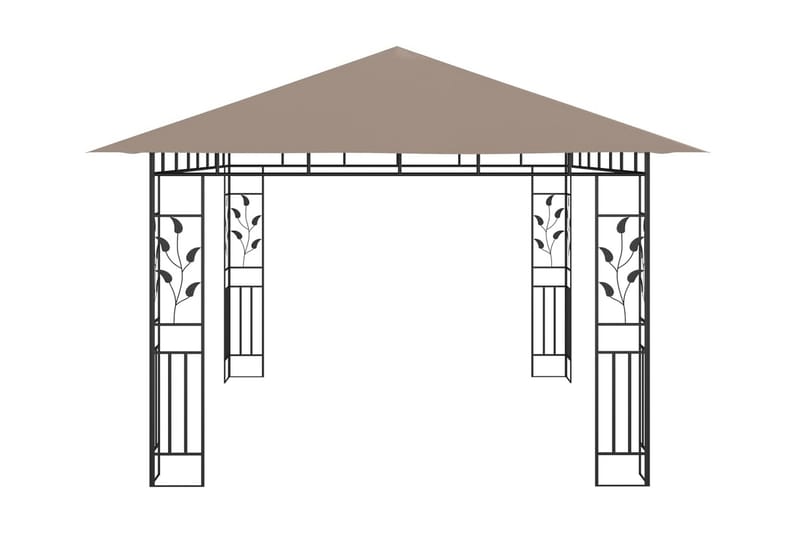 Paviljong myggnät och ljusslinga LED 4x3x2,73 m taupe 180 g/ - Brun - Utemöbler - Solskydd - Paviljonger - Komplett paviljong
