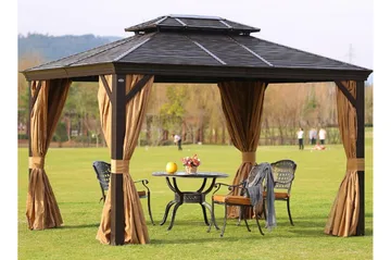 Sunsetia Paviljong 300x400x270 cm - Brun/Beige - Utemöbler - Solskydd - Paviljonger - Komplett paviljong
