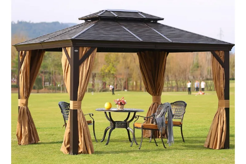 Sunsetia Paviljong 300x400x270 cm - Brun/Beige - Utemöbler - Solskydd - Paviljonger - Komplett paviljong