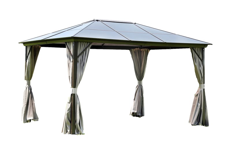 SUNSETIA Paviljong 300x300x270 cm Polykarbonattak Brun/Beige - Utemöbler - Solskydd - Paviljonger - Komplett paviljong