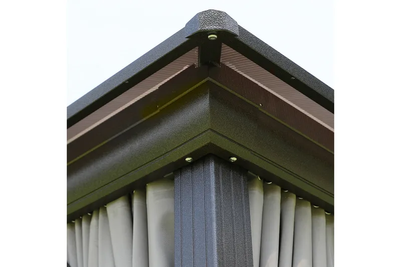 SUNSETIA Paviljong 300x300x270 cm Polykarbonattak Brun/Beige - Utemöbler - Solskydd - Paviljonger - Komplett paviljong