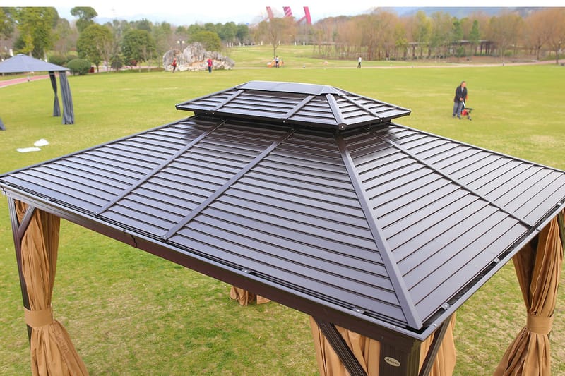 Sunsetia Paviljong 300x400x270 cm - Brun/Beige - Utemöbler - Solskydd - Paviljonger - Komplett paviljong