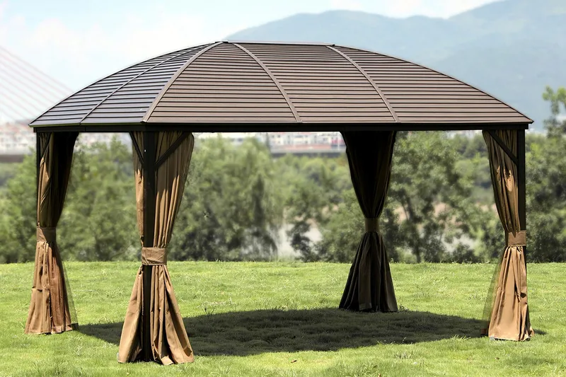 Sunsetia Paviljong 400x300x194 cm - Beige - Utemöbler - Solskydd - Paviljonger - Komplett paviljong