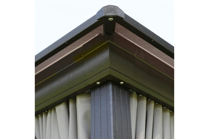 Sunsetia Paviljong 300x300x270 cm Polykarbonattak - Brun/Beige - Utemöbler - Solskydd - Paviljonger - Komplett paviljong