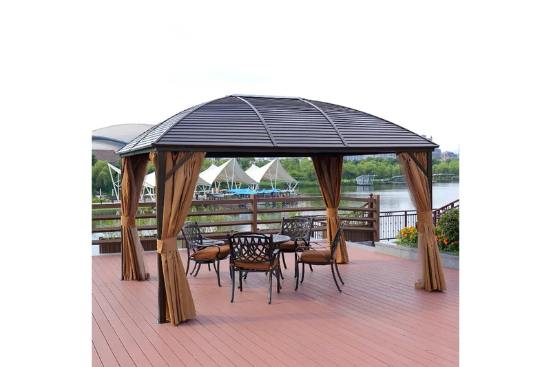 Sunsetia Paviljong 400x300x194 cm - Beige - Utemöbler - Solskydd - Paviljonger - Komplett paviljong