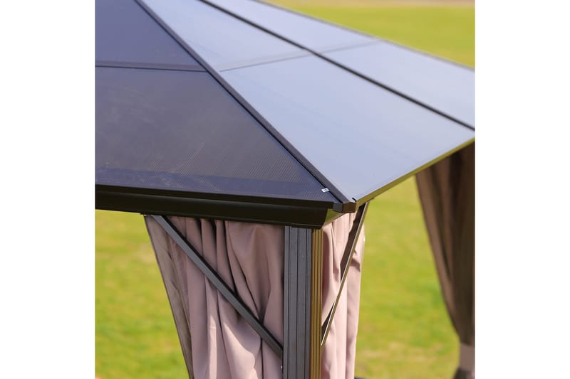 Sunsetia Paviljong 300x300x267 cm Polykarbonattak - Brun/Beige - Utemöbler - Solskydd - Paviljonger - Komplett paviljong