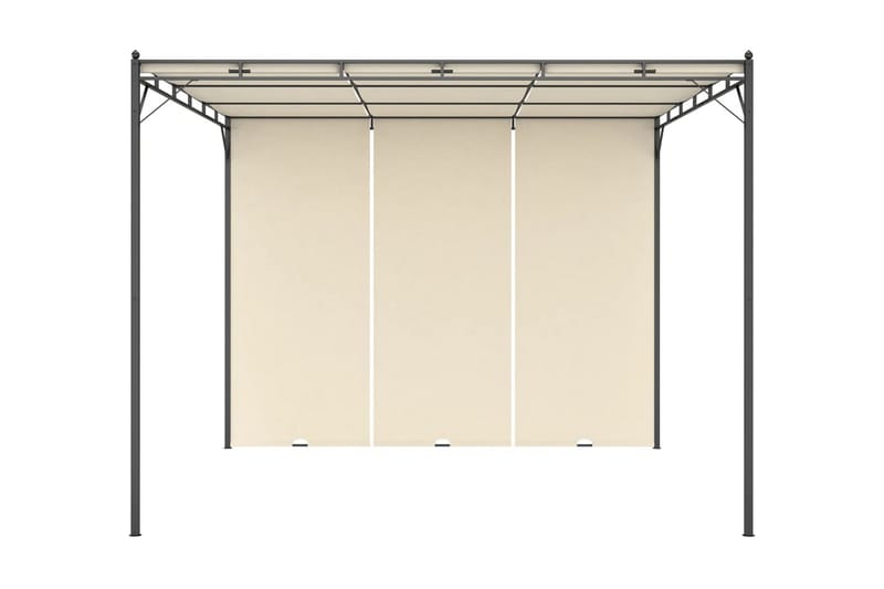 Trädgårdspaviljong med draperier 3x3x2,25m gräddvit - Vit - Utemöbler - Solskydd - Paviljonger - Komplett paviljong
