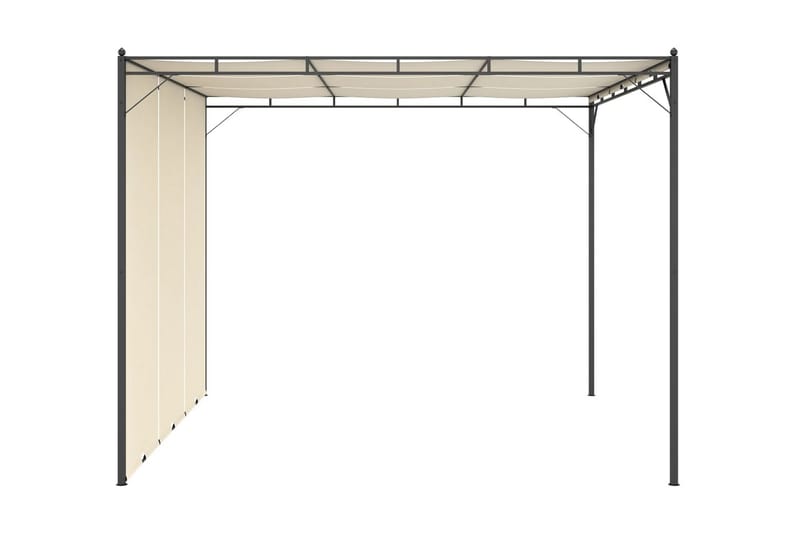Trädgårdspaviljong med draperier 3x3x2,25m gräddvit - Vit - Utemöbler - Solskydd - Paviljonger - Komplett paviljong