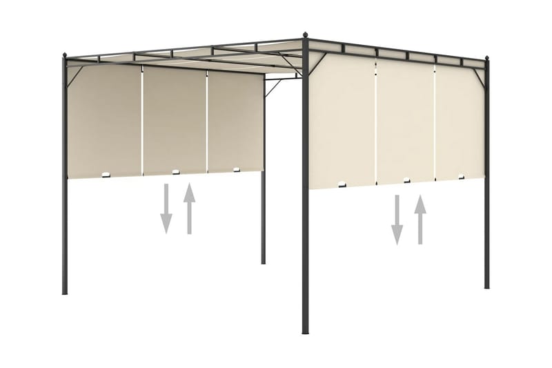Trädgårdspaviljong med draperier 3x3x2,25m gräddvit - Vit - Utemöbler - Solskydd - Paviljonger - Komplett paviljong