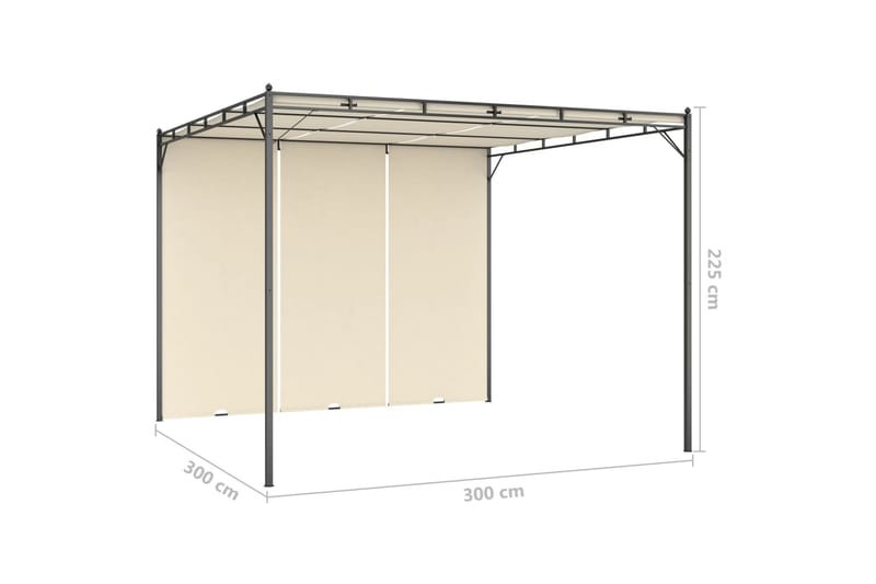 Trädgårdspaviljong med draperier 3x3x2,25m gräddvit - Vit - Utemöbler - Solskydd - Paviljonger - Komplett paviljong