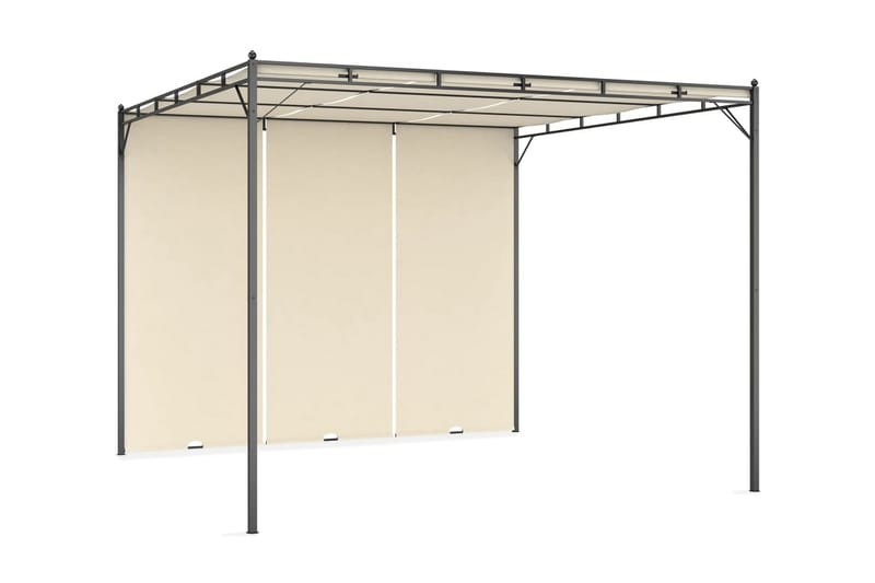 Trädgårdspaviljong med draperier 3x3x2,25m gräddvit - Vit - Utemöbler - Solskydd - Paviljonger - Komplett paviljong