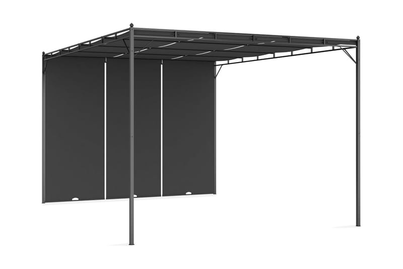 Trädgårdspaviljong med draperier 4x3x2,25 m antracit - Grå - Utemöbler - Solskydd - Paviljonger - Komplett paviljong