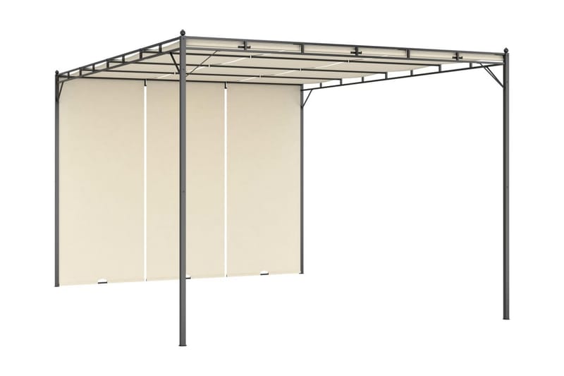 Trädgårdspaviljong med draperier 4x3x2,25 m gräddvit - Vit - Utemöbler - Solskydd - Paviljonger - Komplett paviljong
